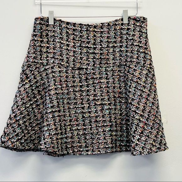 Lea & Viola Tweed Skater Mini Skirt, Size Large Pink Multi - Picture 1 of 13